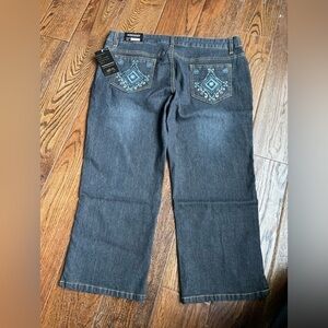 Mischief Embroidered Capri Denim Jeans Size 13 Junior